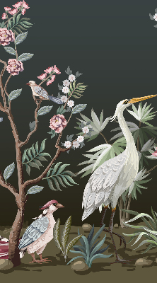 Estor opaco con diseño de pájaros junto al árbol
