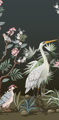 Estor opaco con diseño de pájaros junto al árbol