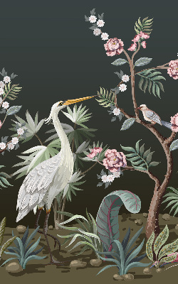 Estor opaco con diseño de pájaros junto al árbol