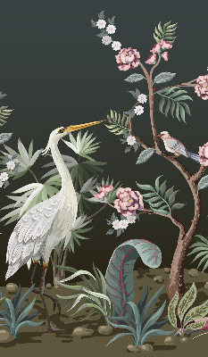Estor opaco con diseño de pájaros junto al árbol