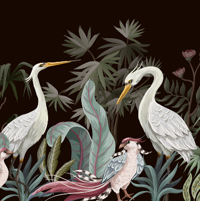 Estor decorativo pájaros en las hojas