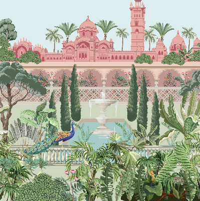 Estor opaco palacio con jardín