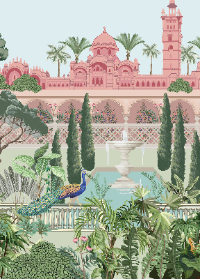 Estor opaco palacio con jardín