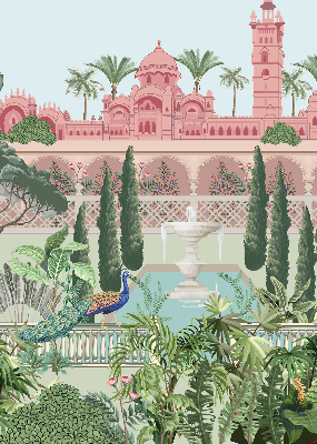 Estor opaco palacio con jardín