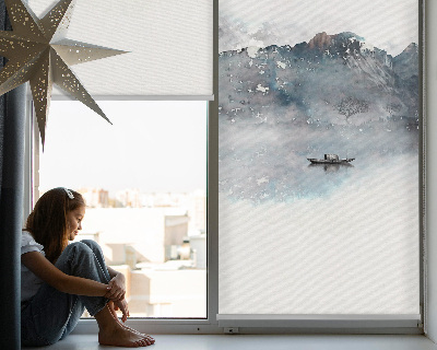 Estor opaco con diseño de montañas pintadas