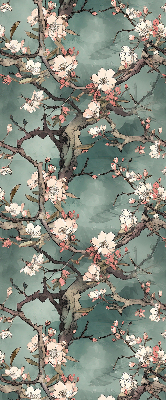 Estor opaco con diseño de flores en el árbol