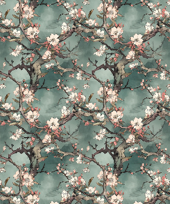 Estor opaco con diseño de flores en el árbol