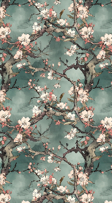 Estor opaco con diseño de flores en el árbol