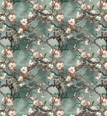 Estor opaco con diseño de flores en el árbol
