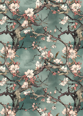 Estor opaco con diseño de flores en el árbol
