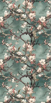 Estor opaco con diseño de flores en el árbol
