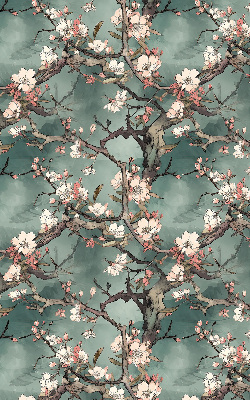 Estor opaco con diseño de flores en el árbol