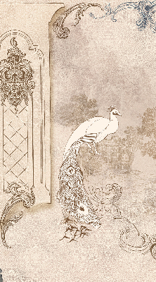 Estor decorativo con diseño de pájaros antiguos