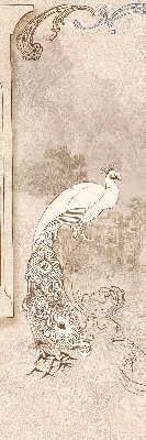 Estor decorativo con diseño de pájaros antiguos