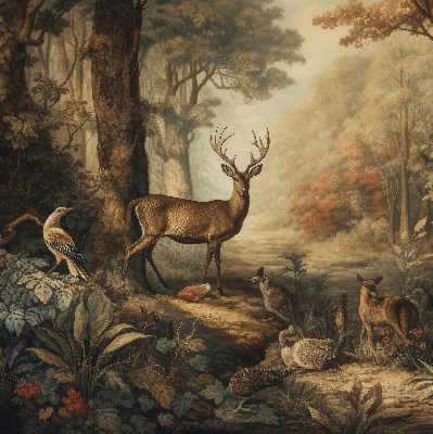 Estor decorativo con estampado de animales en el bosque