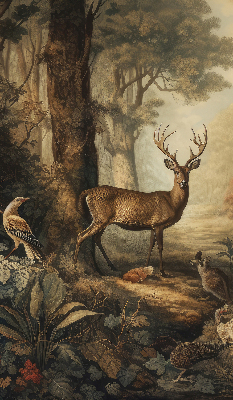 Estor decorativo con estampado de animales en el bosque