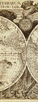 Estor opaco con mapa del mundo antiguo