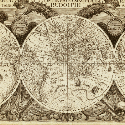 Estor opaco con mapa del mundo antiguo