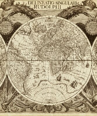 Estor opaco con mapa del mundo antiguo