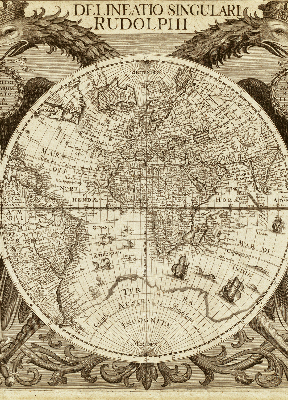 Estor opaco con mapa del mundo antiguo
