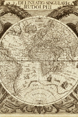 Estor opaco con mapa del mundo antiguo