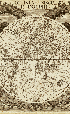 Estor opaco con mapa del mundo antiguo