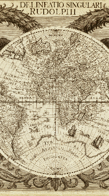 Estor opaco con mapa del mundo antiguo