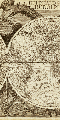 Estor opaco con mapa del mundo antiguo
