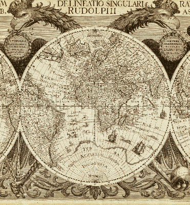 Estor opaco con mapa del mundo antiguo