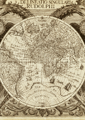 Estor opaco con mapa del mundo antiguo
