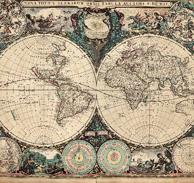 Estor decorativo mapa del mundo