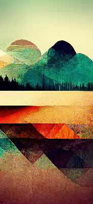 Estor decorativo con diseño de montañas abstractas