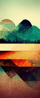 Estor decorativo con diseño de montañas abstractas