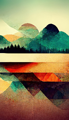 Estor decorativo con diseño de montañas abstractas
