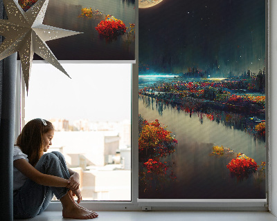 Estor decorativo río a la luz de la luna
