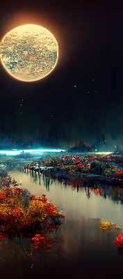 Estor decorativo río a la luz de la luna