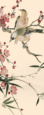 Estor opaco con diseño de flor de cerezo y pájaro