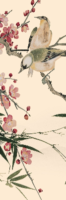Estor opaco con diseño de flor de cerezo y pájaro