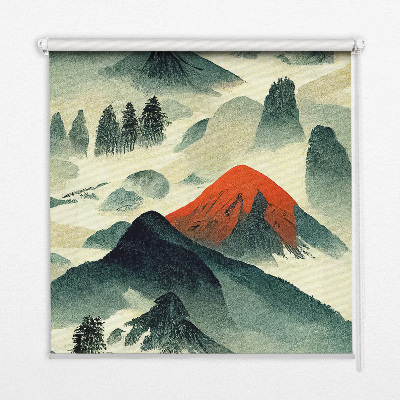 Estor opaco con diseño de montañas en la niebla