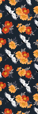 Estor decorativo con diseño de flores y grullas
