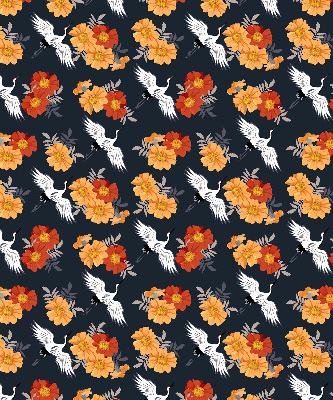 Estor decorativo con diseño de flores y grullas