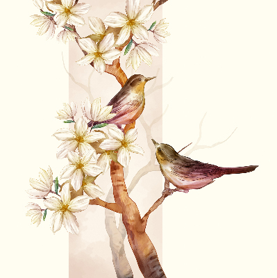 Estor opaco con pájaros en un árbol con flores