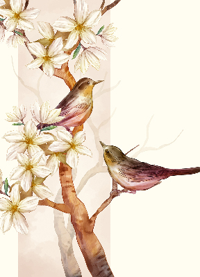 Estor opaco con pájaros en un árbol con flores