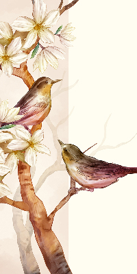Estor opaco con pájaros en un árbol con flores