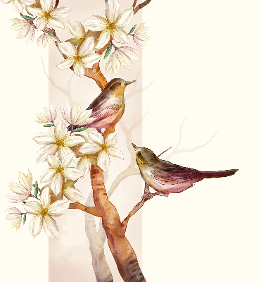 Estor opaco con pájaros en un árbol con flores