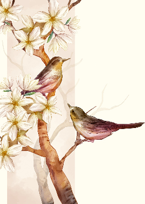 Estor opaco con pájaros en un árbol con flores