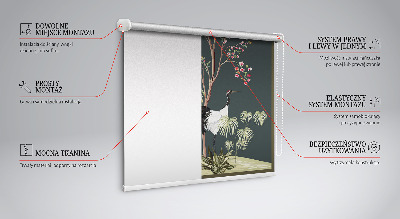 Estor decorativo con pájaros junto al rosal