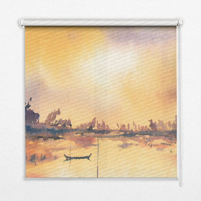 Estor decorativo puesta de sol sobre el lago