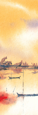 Estor decorativo puesta de sol sobre el lago