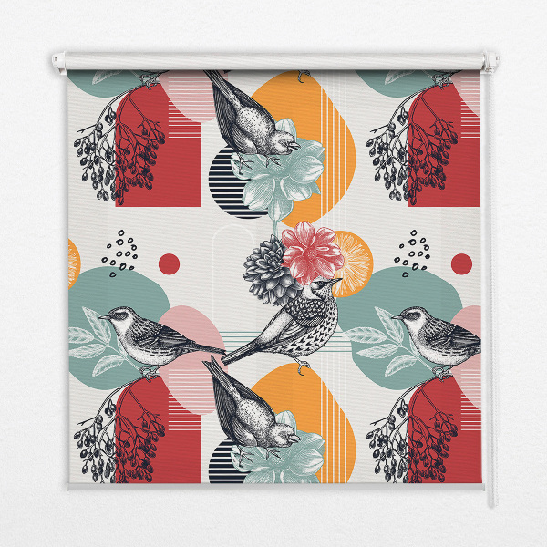 Estor opaco con diseño de pájaros